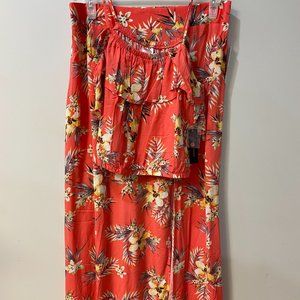 No Boundaries 2 pc set- Orange Maxi Skirt with Midi Top (NWT)